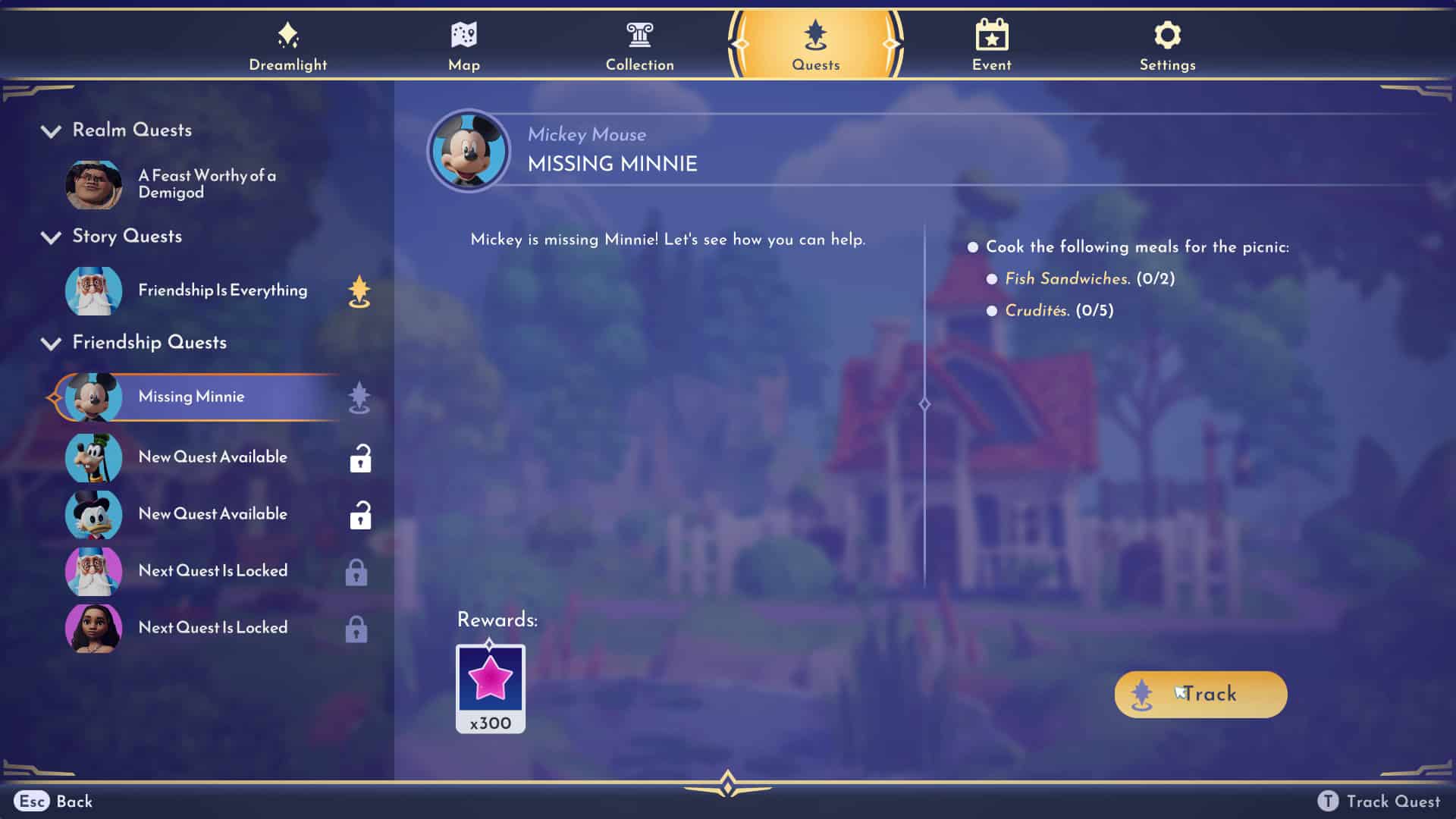 Suivi des quêtes du menu de quête Disney Dreamlight Valley