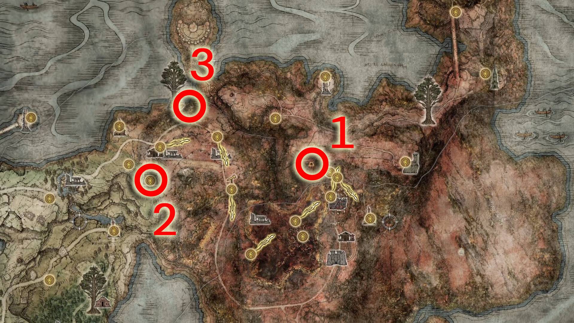 Elden Ring Sombre Smithing Stones emplacements