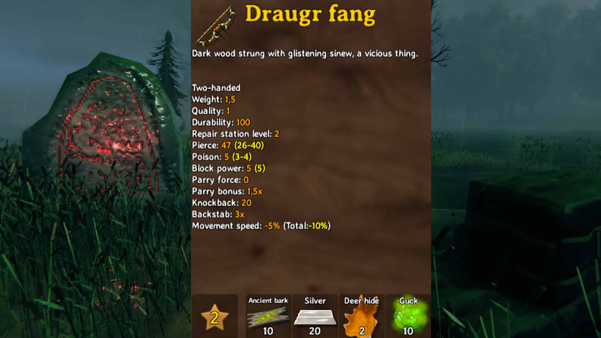 Meilleure liste de niveaux d'armes de Valheim