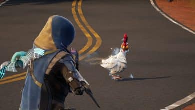 Fortnite shooting a chicken