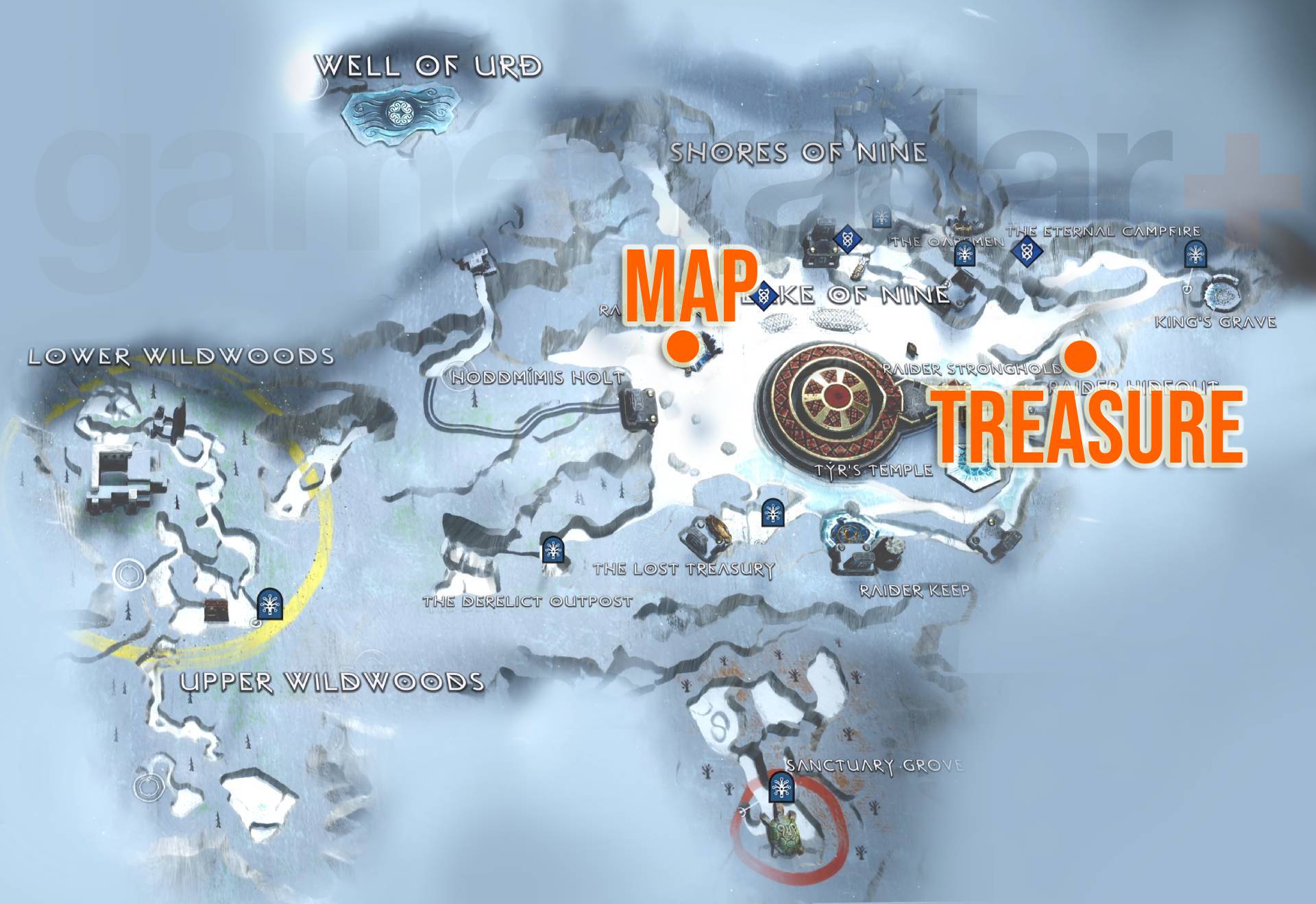 God of War Treasure cartographie les lieux enterrés