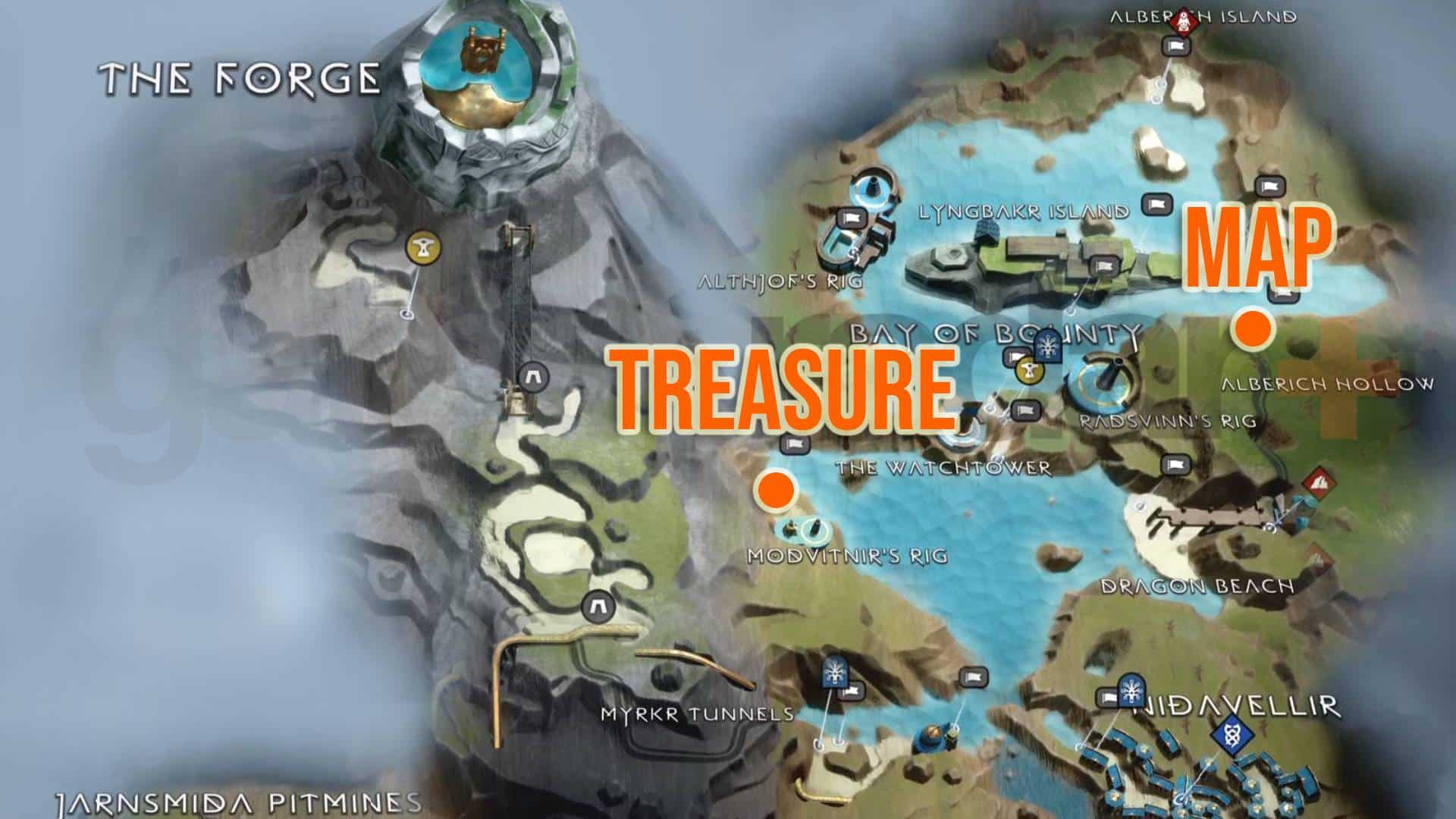 God of War Treasure cartographie les lieux enterrés