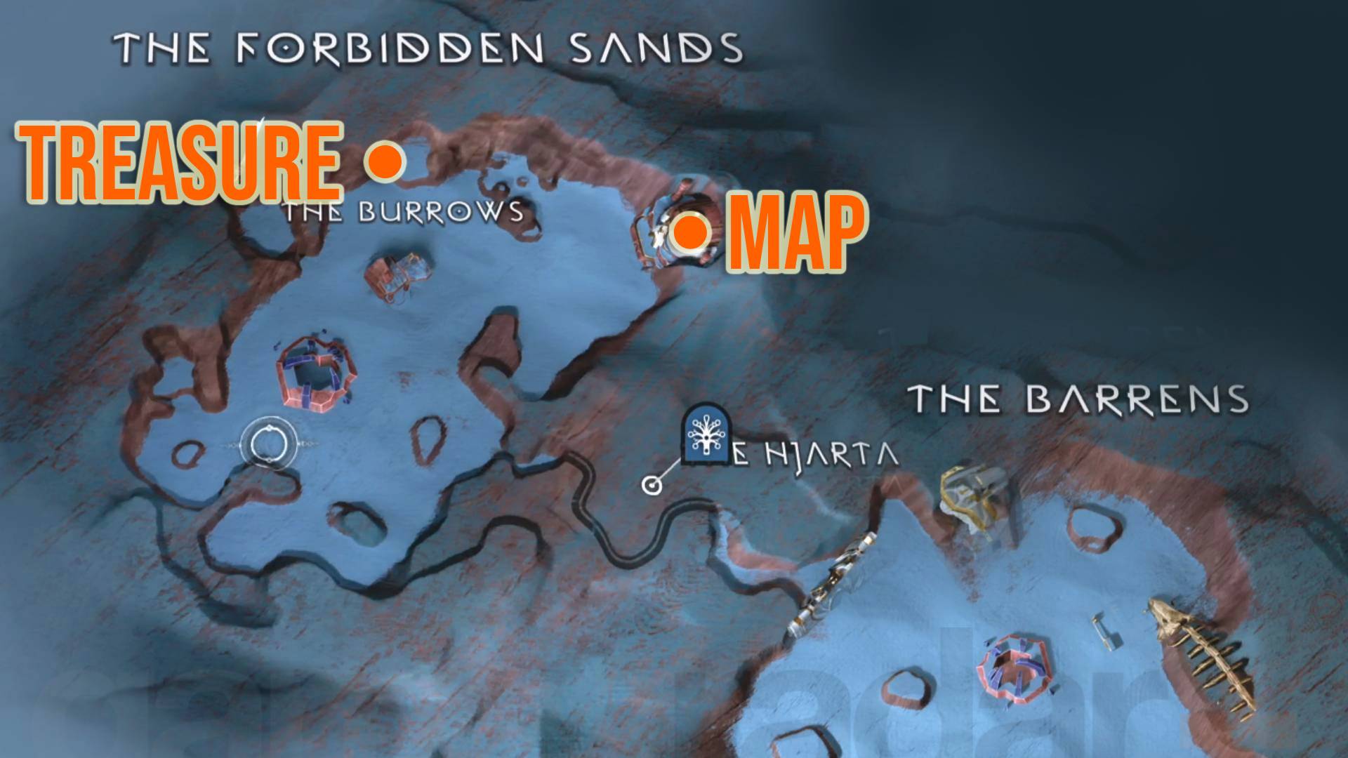 God of War Treasure cartographie les lieux enterrés