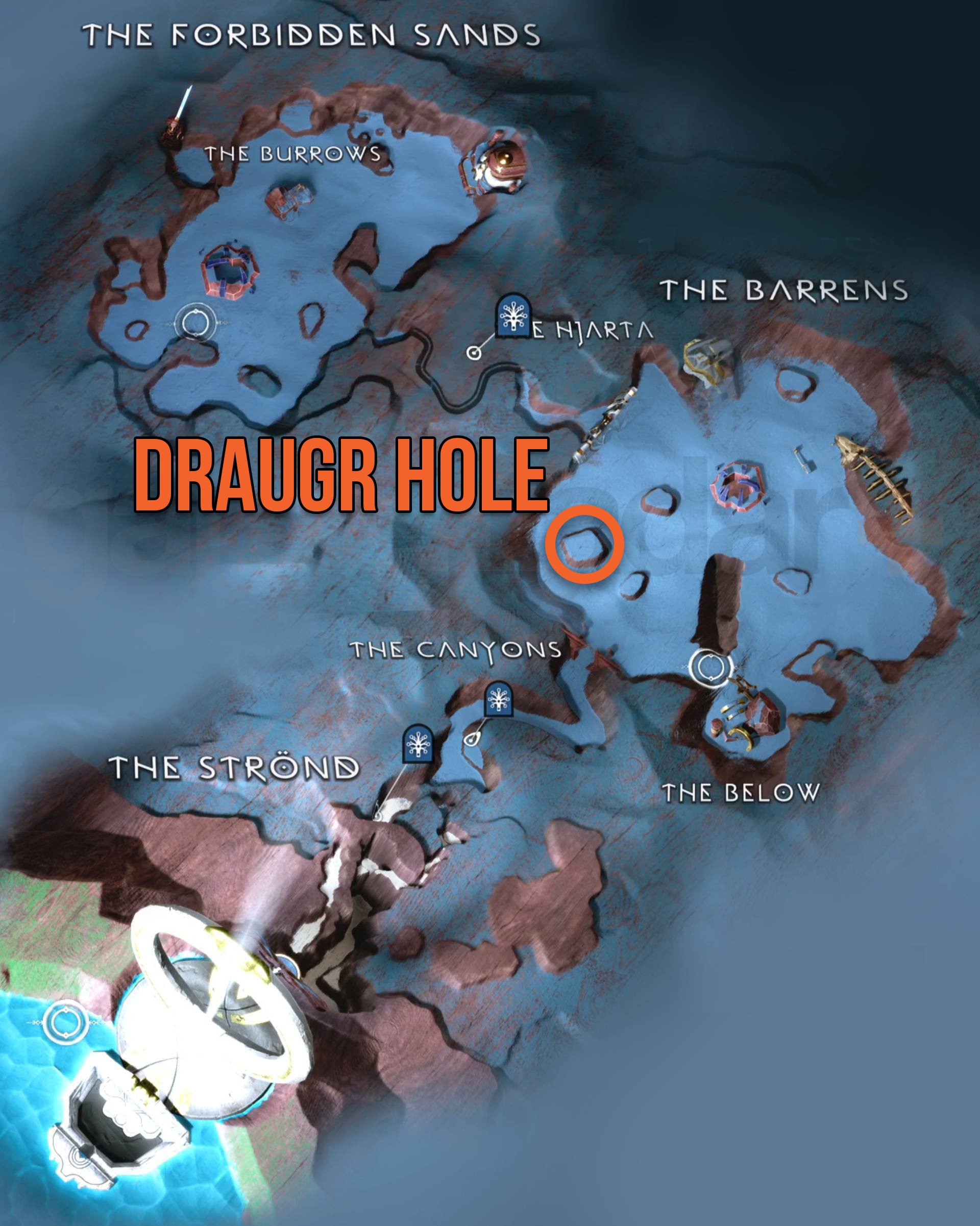 God of War Ragnarok The Hateful Draugr Holes carte pour Alfheim