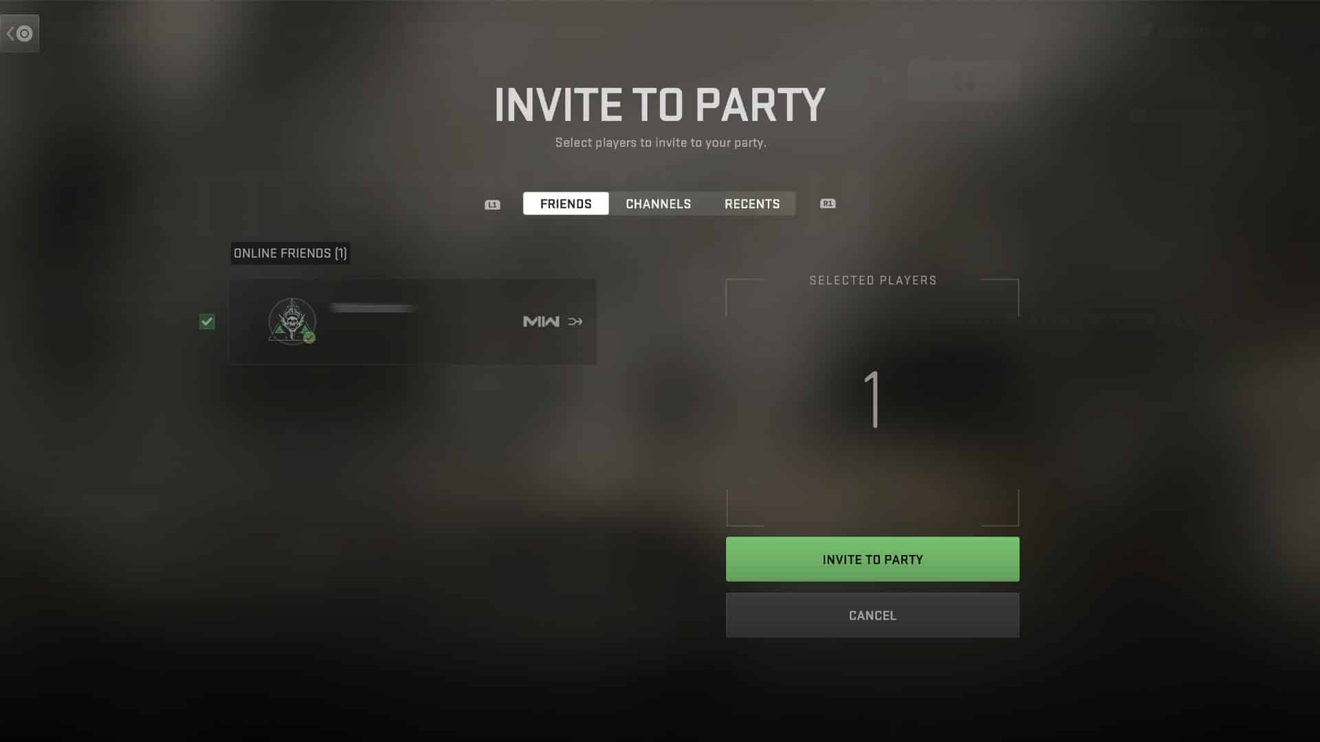 Invitation au menu des canaux de Call of Duty Modern Warfare 2 Warzone 2