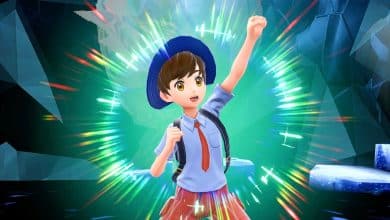 Pokemon Scarlet and Violet trainer celebrates with an aura