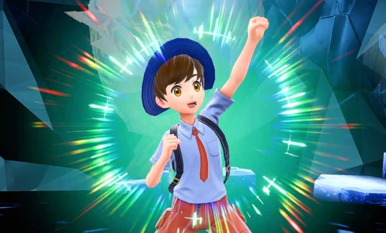 Pokemon Scarlet and Violet trainer celebrates with an aura