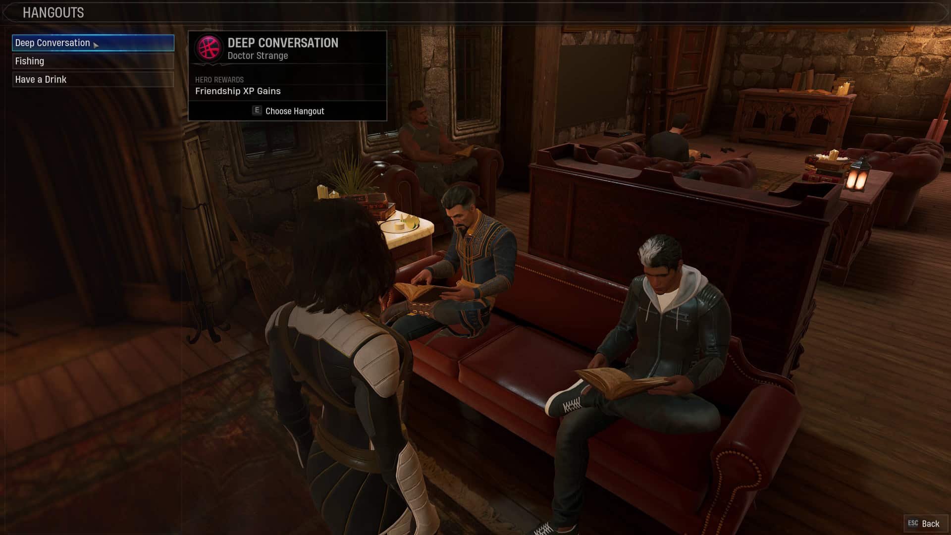 Options de lieu de rencontre Midnight Suns de Marvel pour docteur étrange