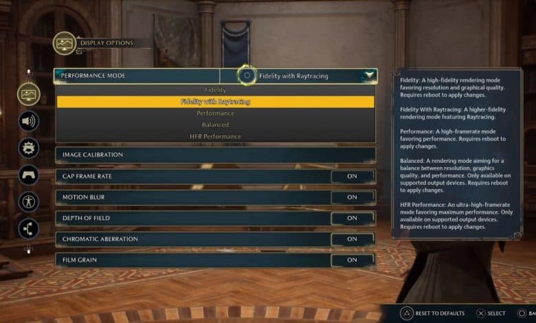 Hogwarts Legacy graphics modes