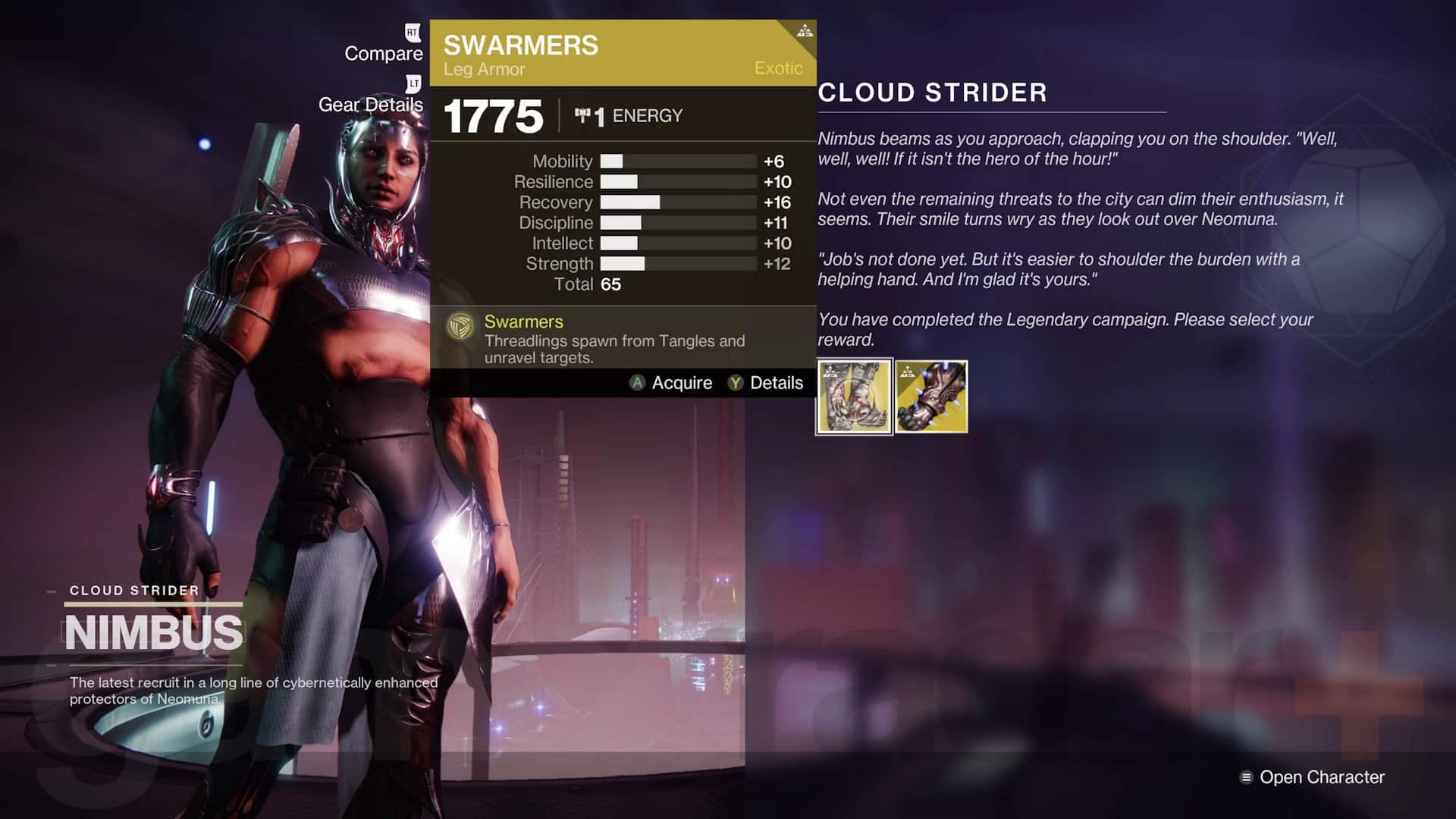 Campagne Destiny 2 Lightfall La difficulté légendaire récompense une nouvelle armure exotique