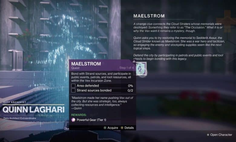 Destiny 2 Lightfall Maelstrom quest from Quinn Laghari