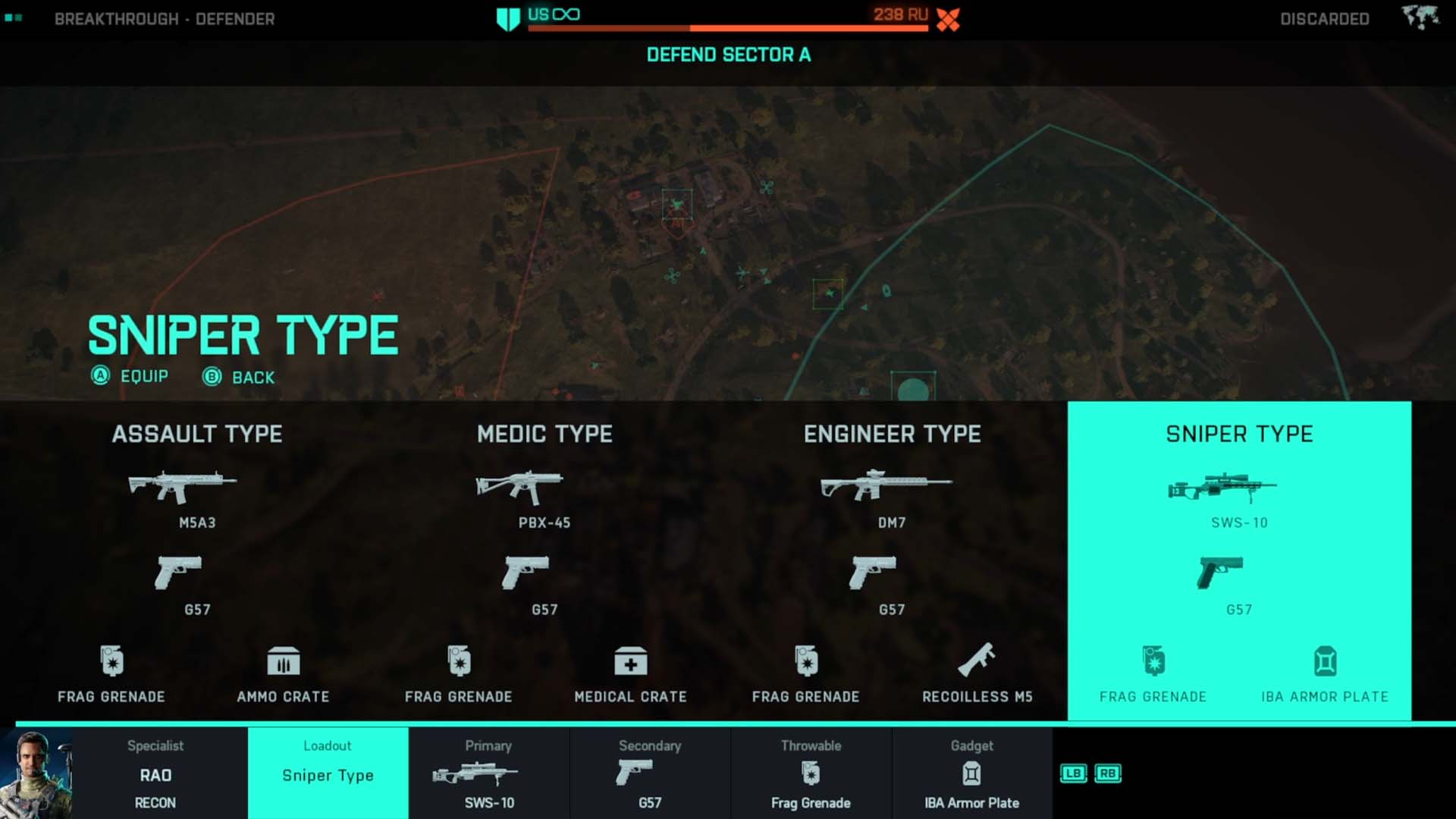 Battlefield 2042 dans l'écran de la carte de déploiement du jeu en choisissant le chargement de l'arme