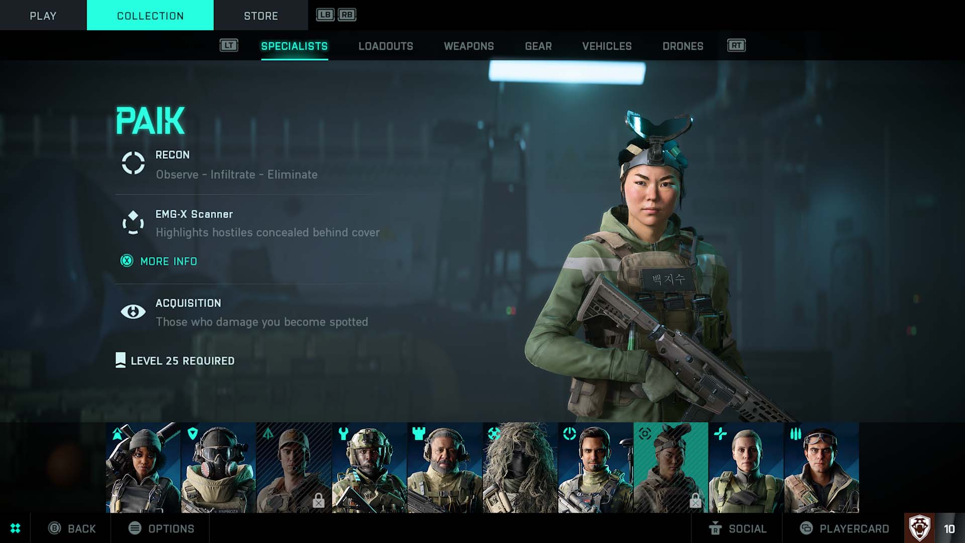 Paik de personnage spécialiste de Battlefield 2042 Recon