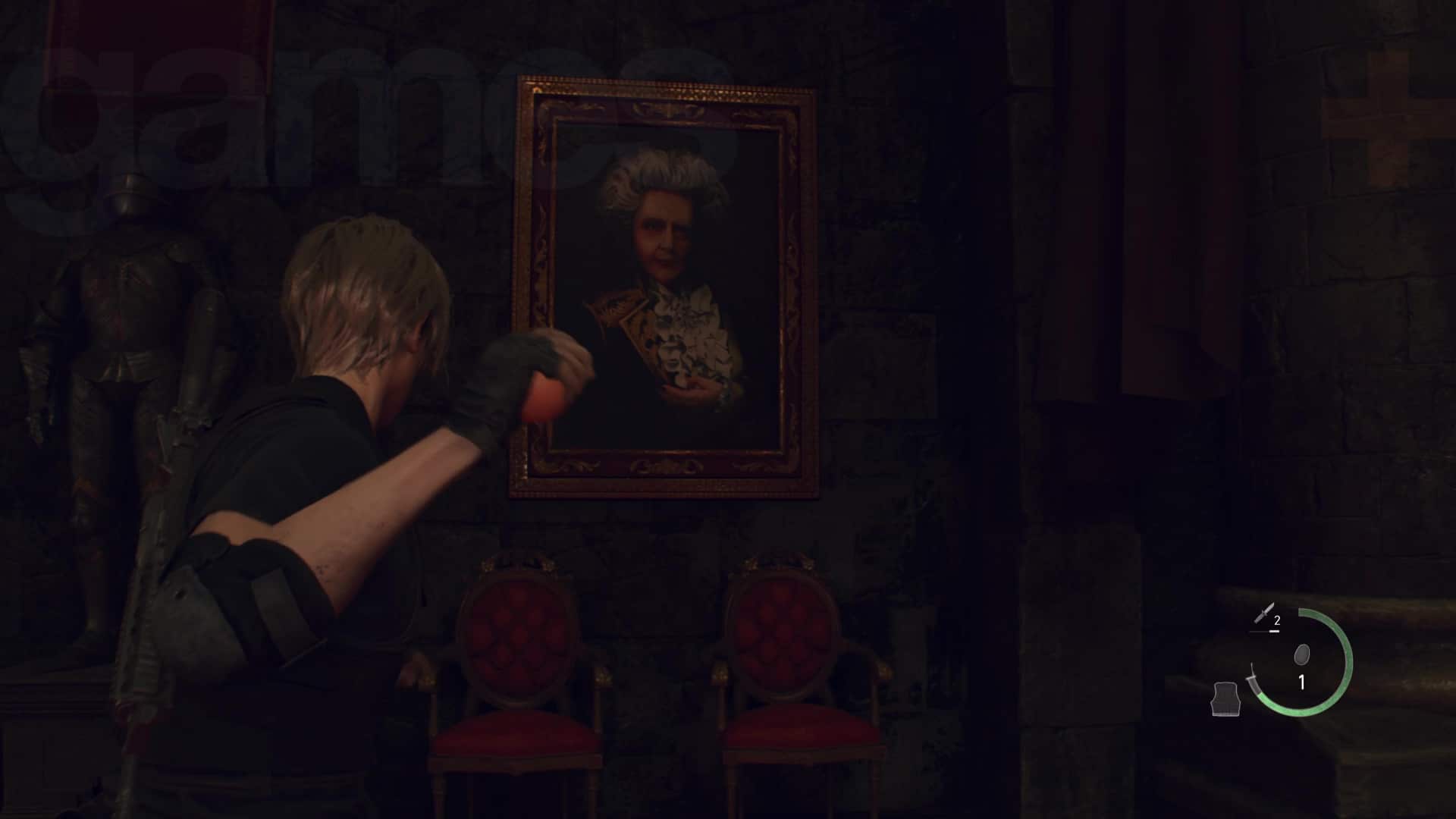 Resident Evil 4 deface ramons portrait disgrâce peinture