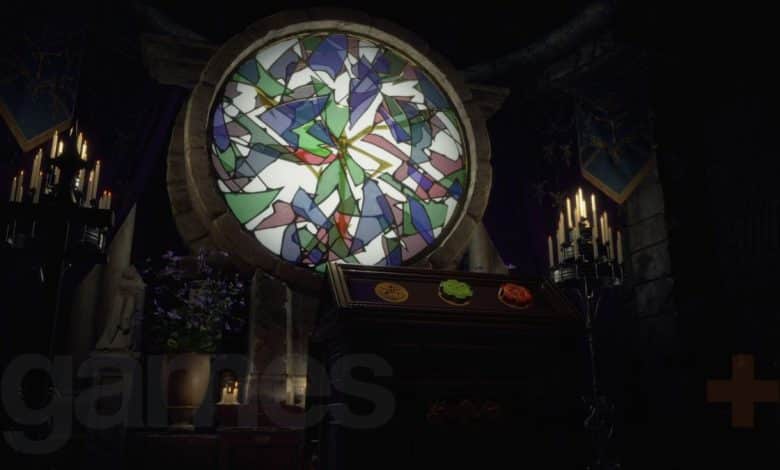 Resident Evil 4 remake stained glass church light puzzle altar with dials