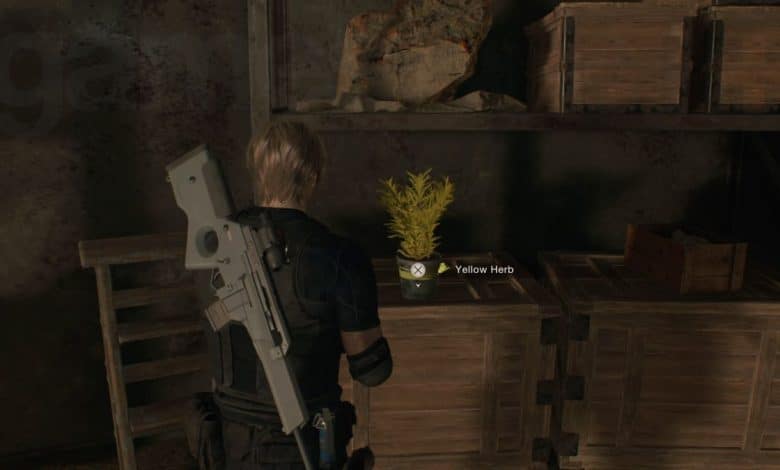 Resident Evil 4 Remake Yellow Herb in amber storeroom