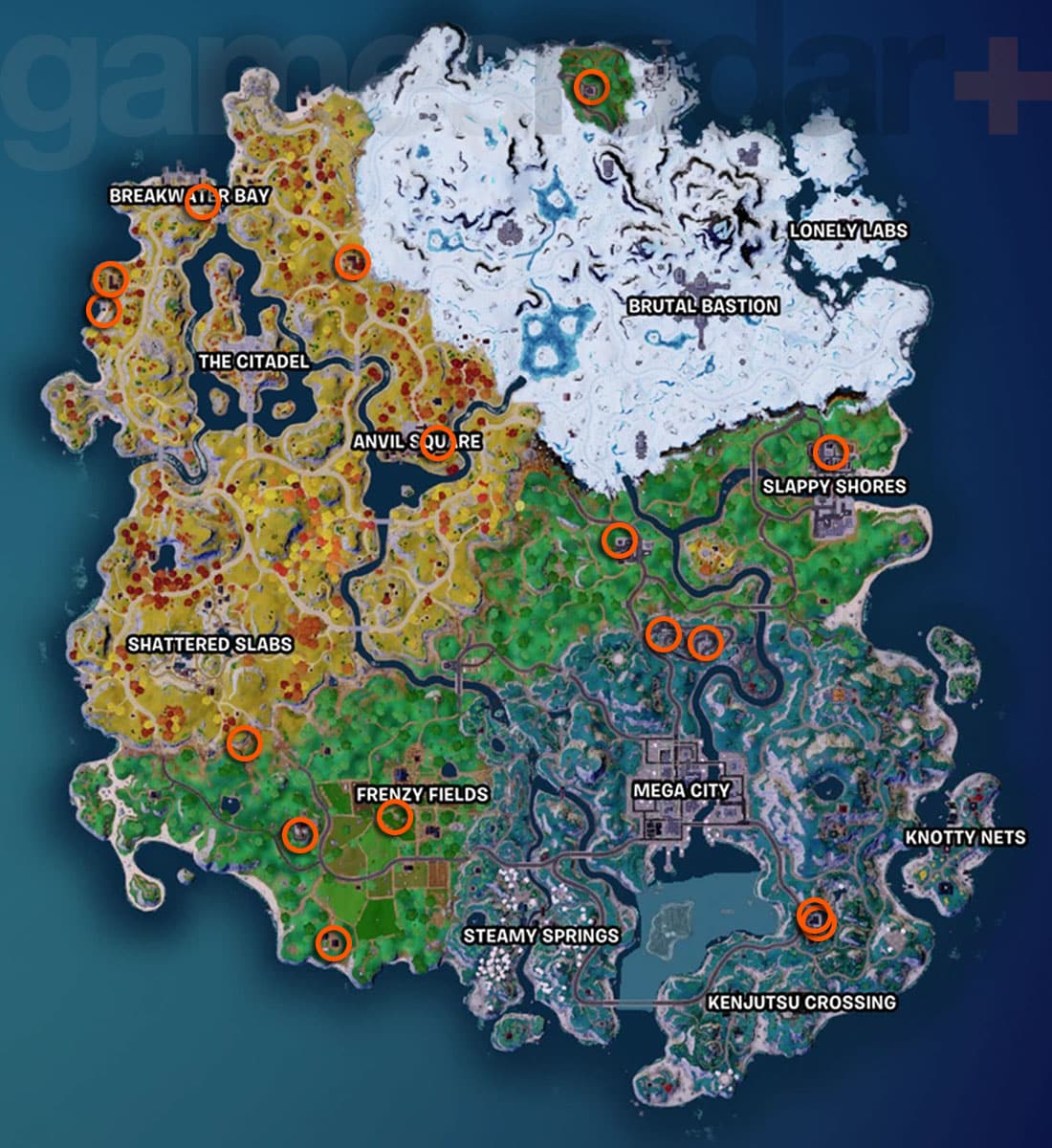 Où trouver les pneus Fortnite marqués sur la carte