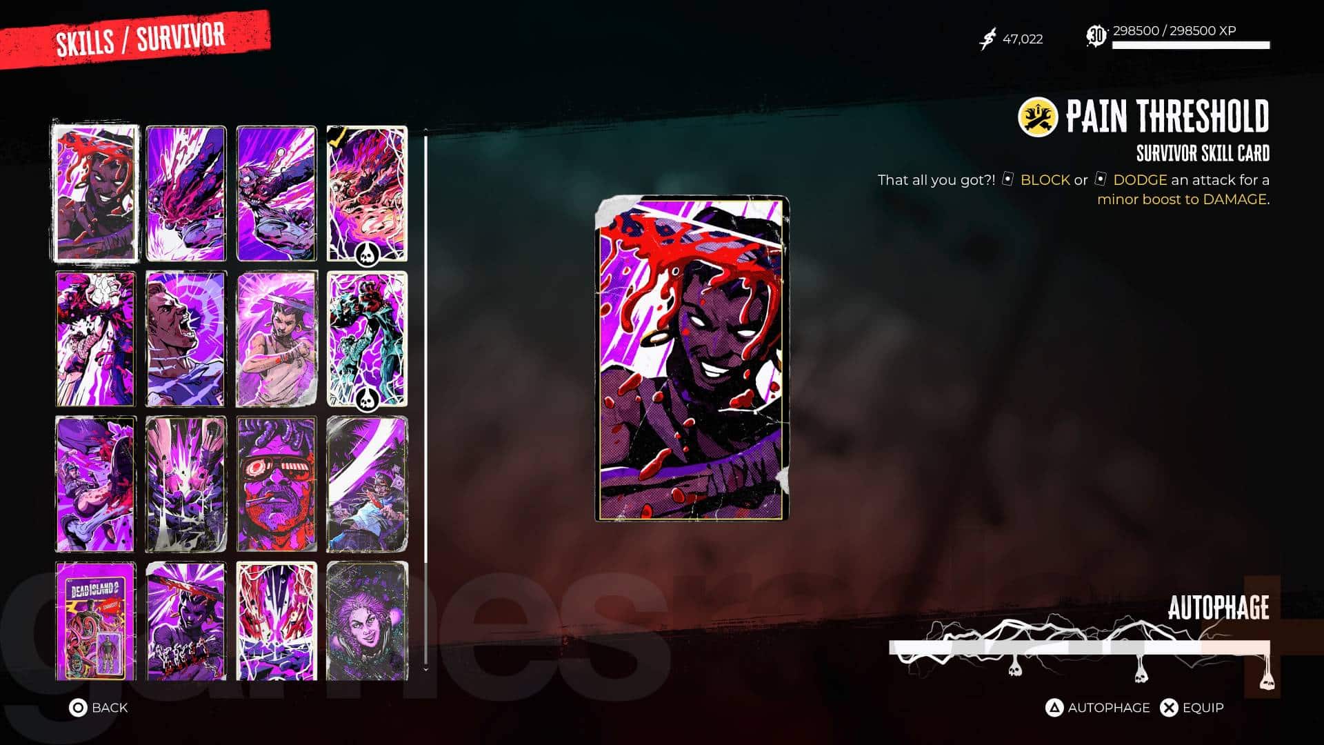 Cartes de compétence Dead Island 2 Survivor