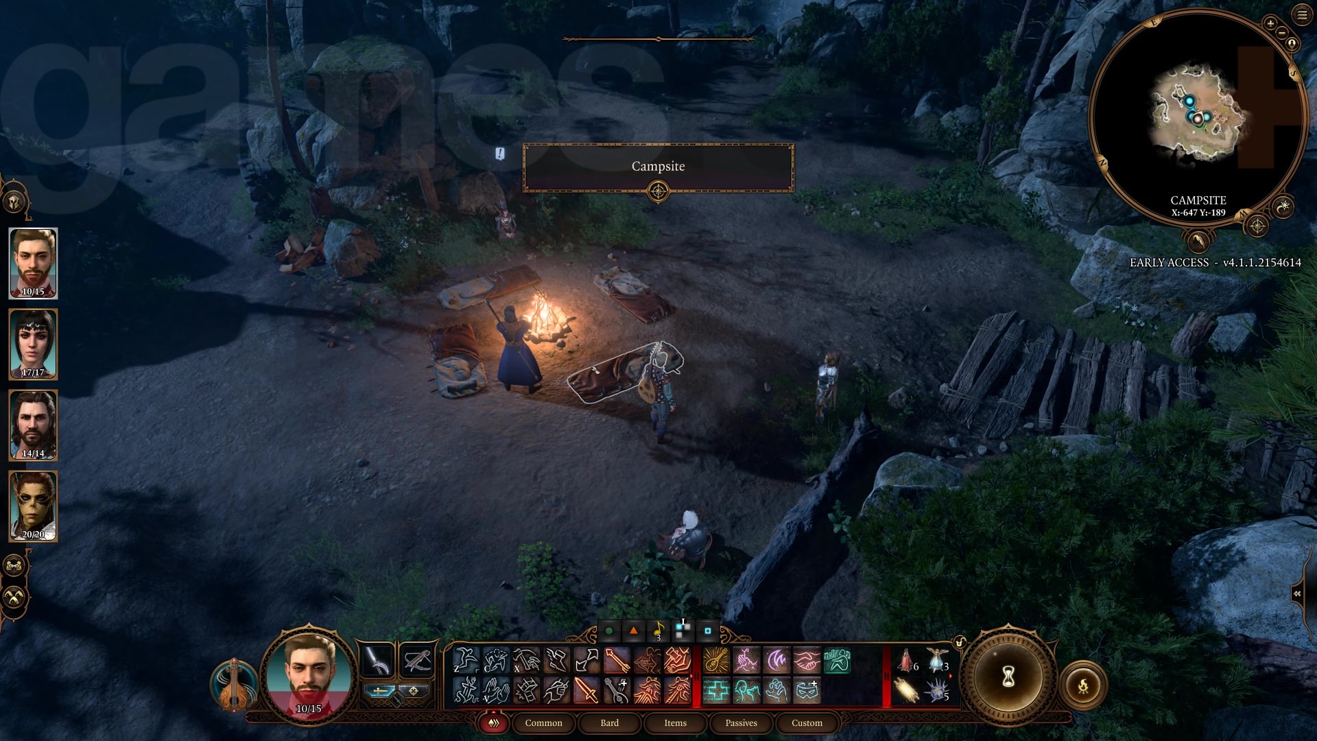 Baldur's Gate 3 compagnons au camping