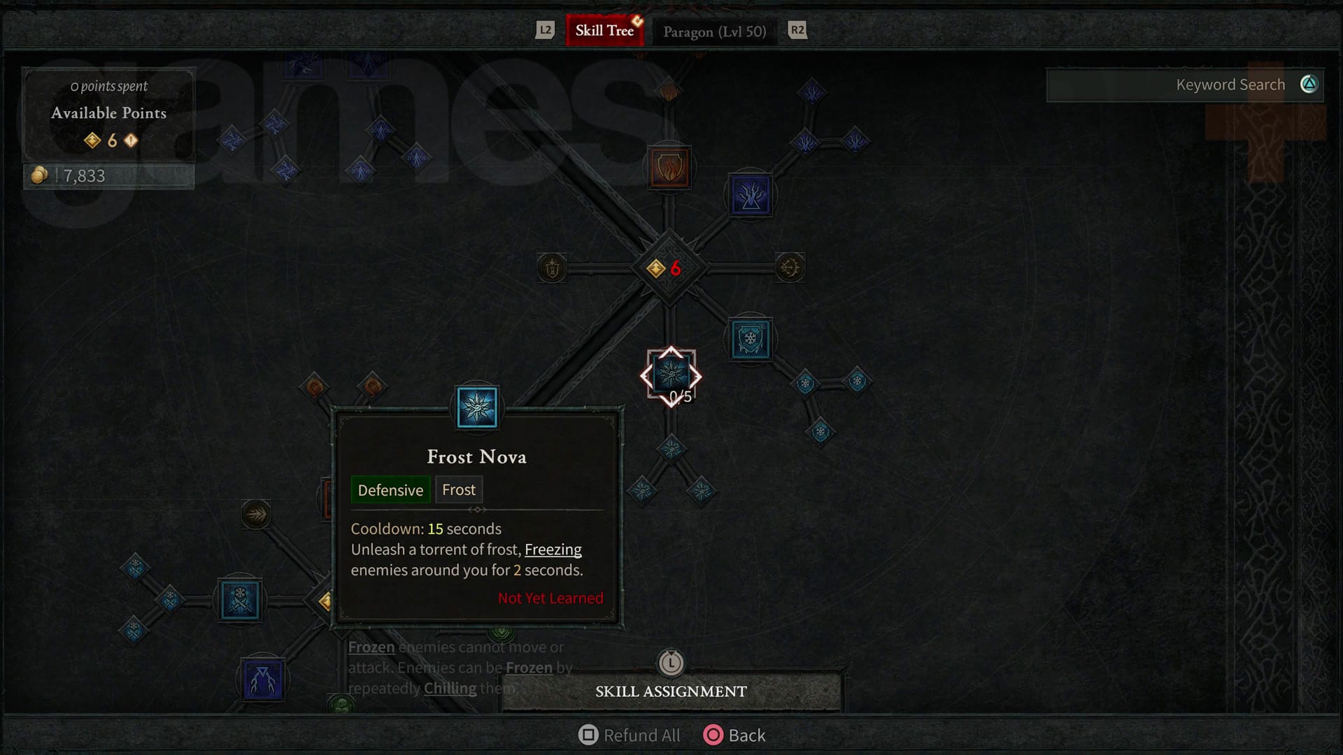 Arbre de compétences Diablo 4 Sorcerer Compétence défensive Frost Nova