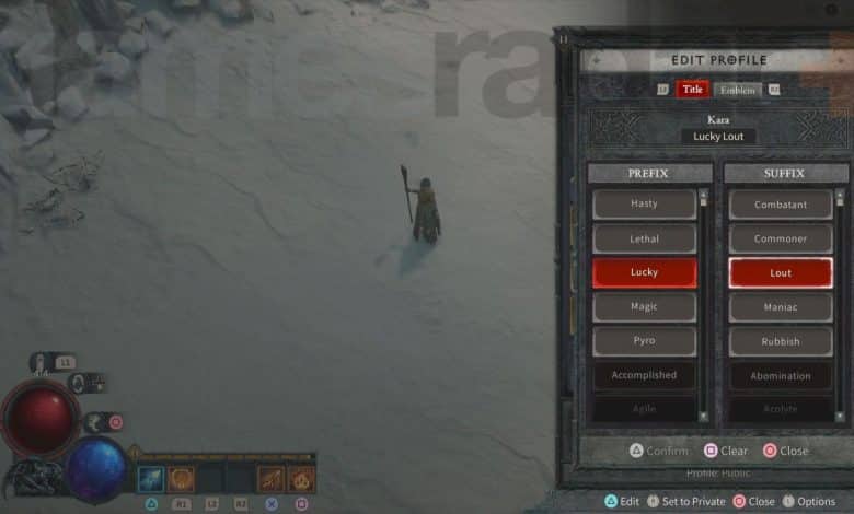 How to select a title in Diablo 4