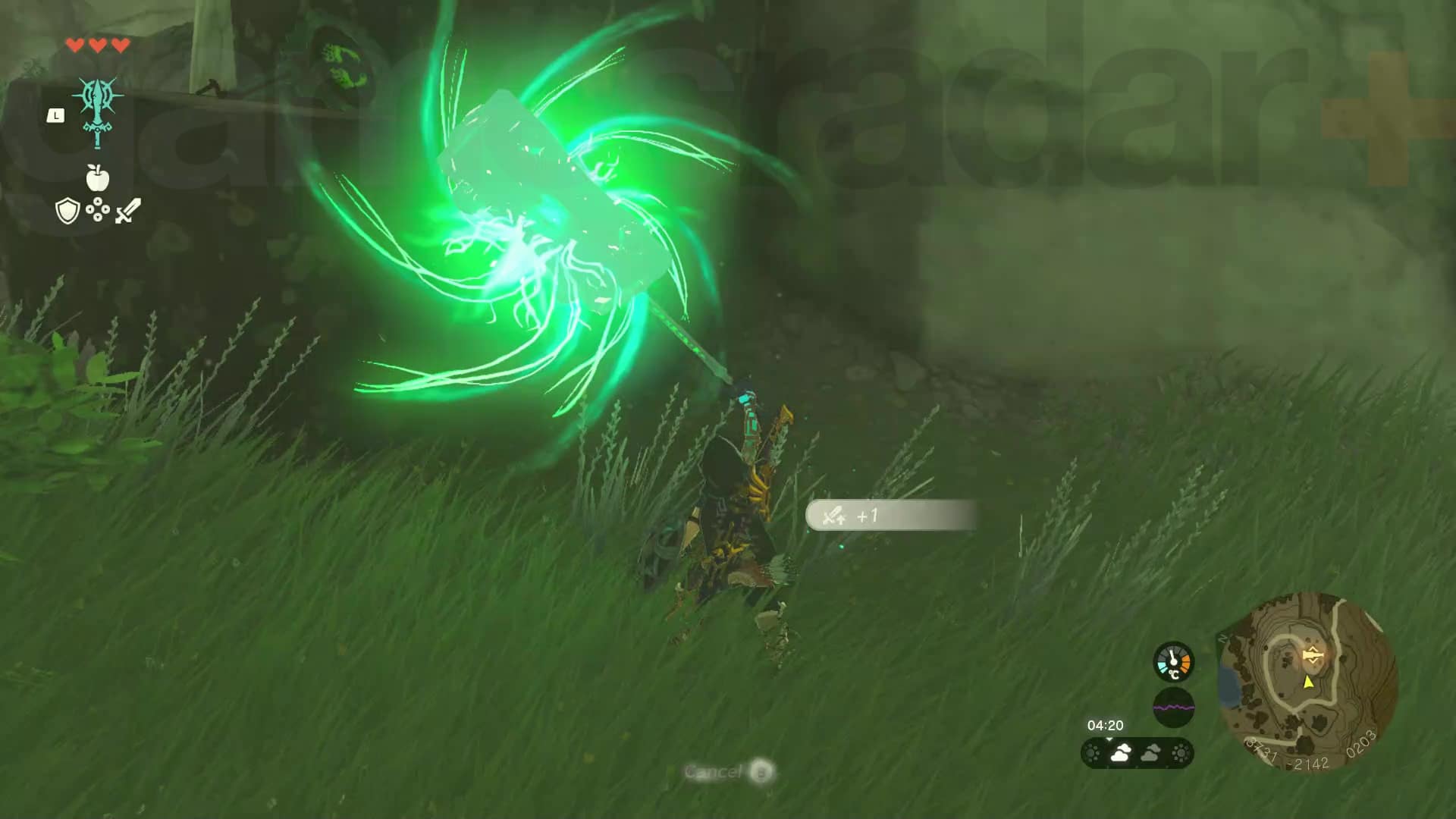 Links utilise Fusion sur l'épée maîtresse dans Zelda Tears of the Kingdom