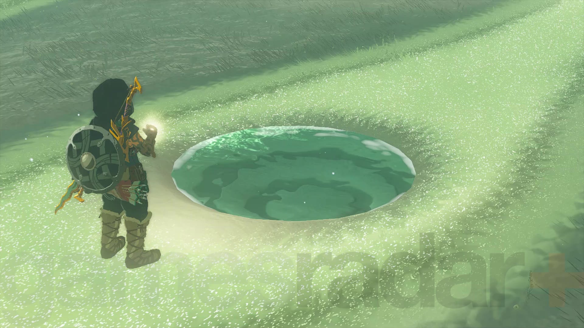 Link trouve une larme de dragon dans un géoglyphe dans Zelda Tears of the Kingdom