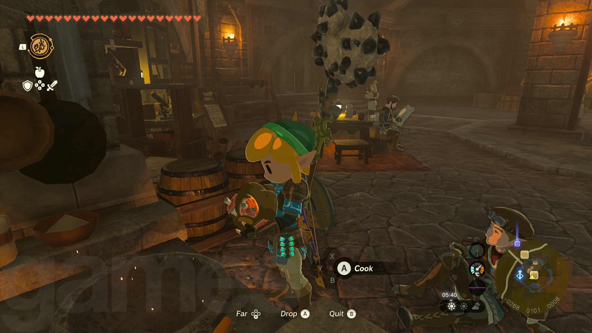 Link cuisine de la viande dans Zelda Tears of the Kingdom