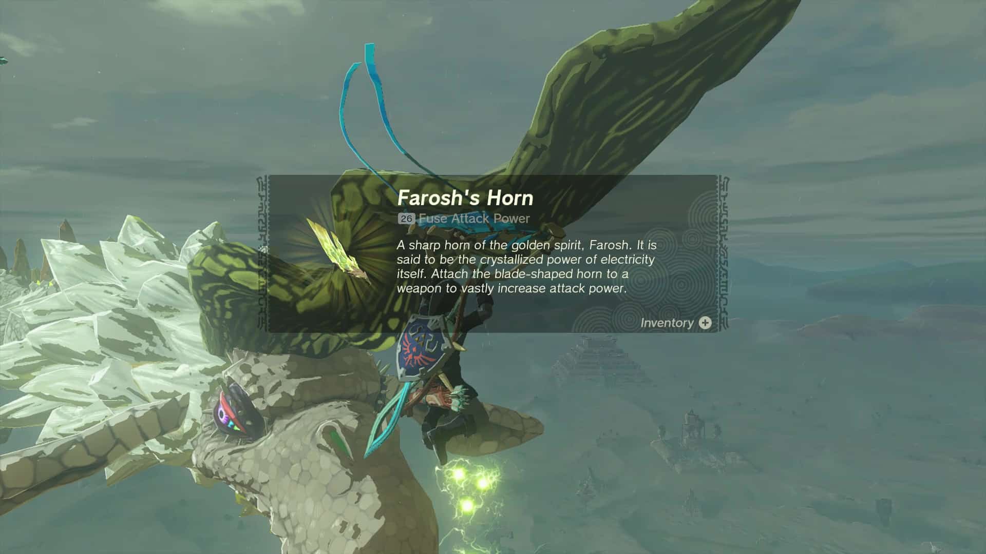 Link retire la corne de Farosh du dragon dans Zelda Tears of the Kingdom