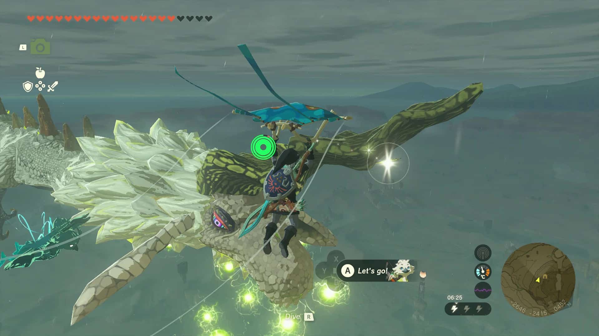 Link glisse vers Farosh le dragon dans Zelda Tears of the Kingdom