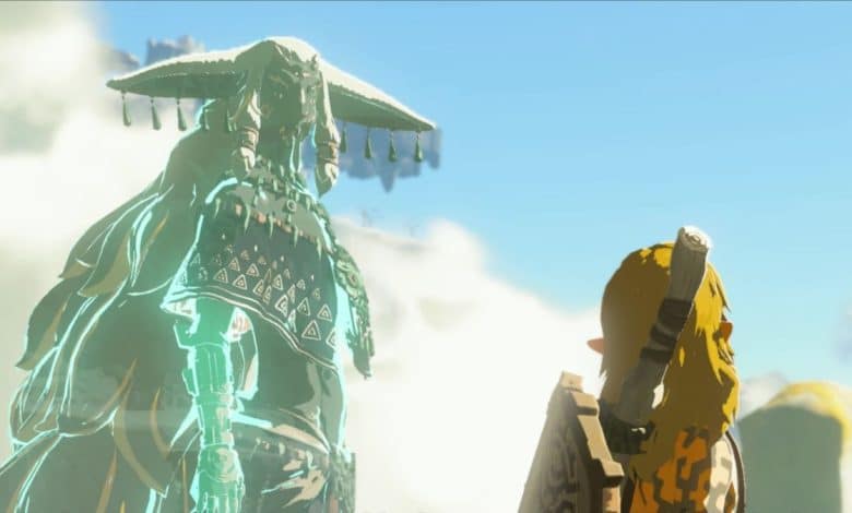 Link talks to Rauru in Zelda Tears of the Kingdom