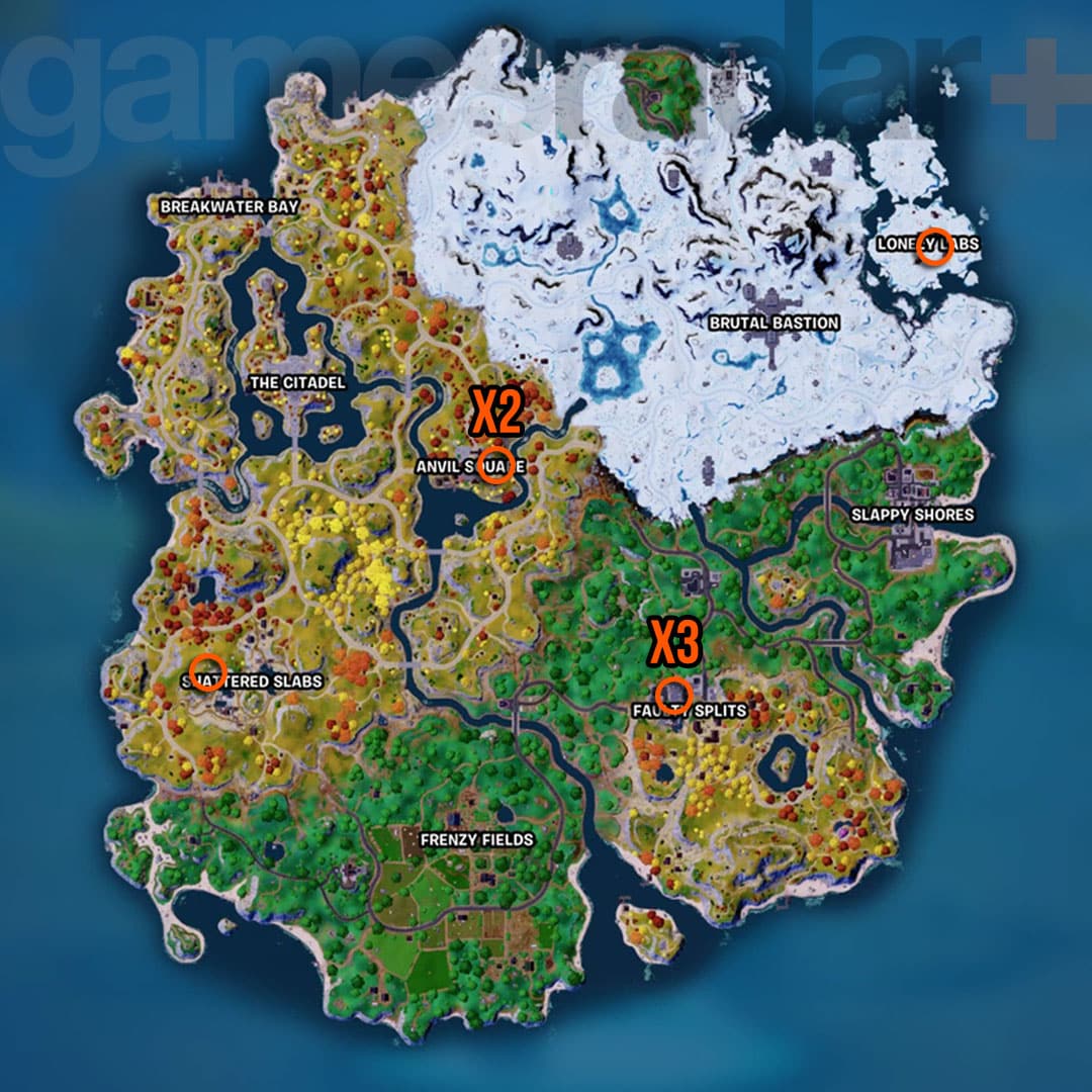 Emplacements des affiches de recrutement Fortnite sur la carte