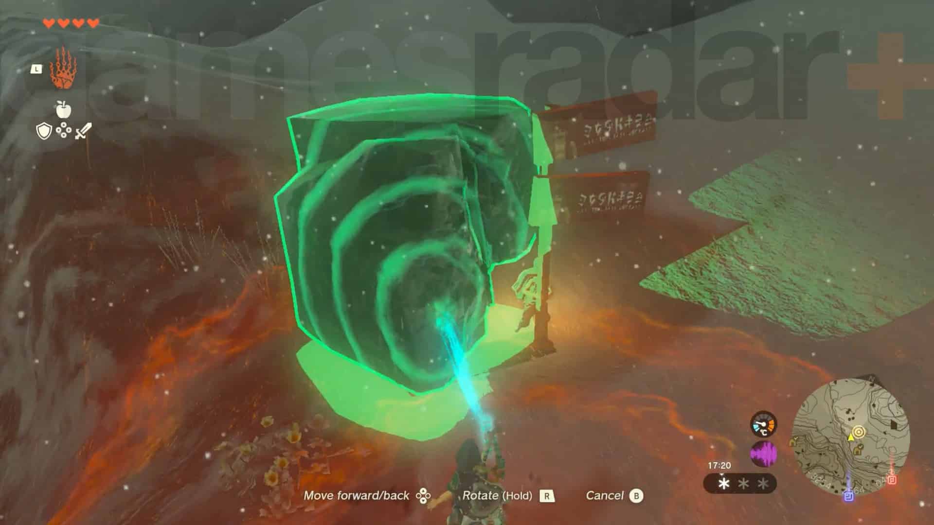 Zelda Tears of the Kingdom signe un support avec un rocher