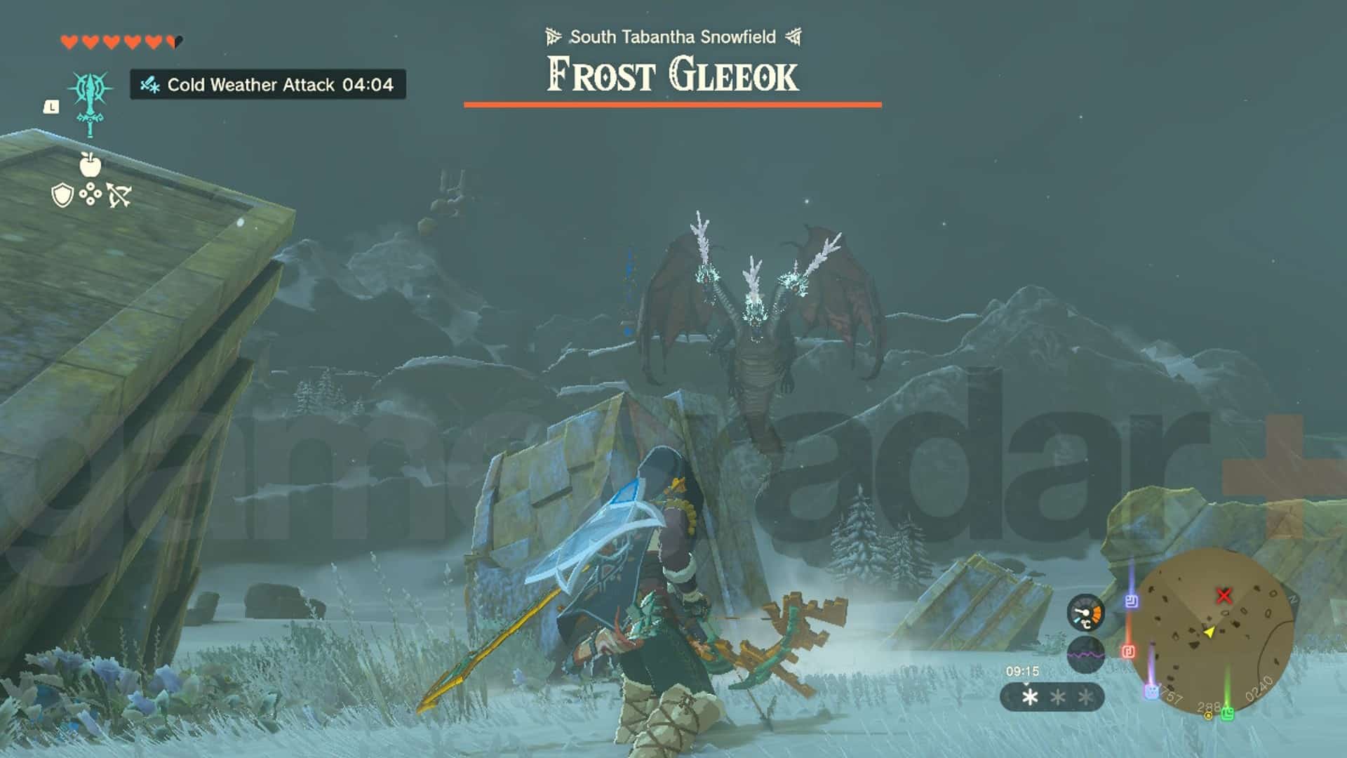 Zelda Tears of the Kingdom Frost Gleeok dans le champ de neige de South Tabantha