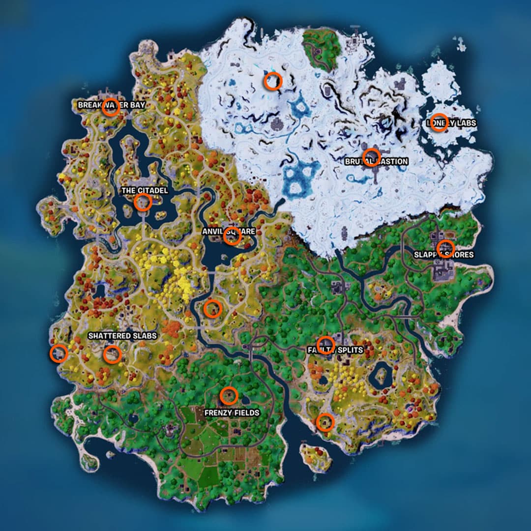 Carte des emplacements des panneaux de primes Fortnite