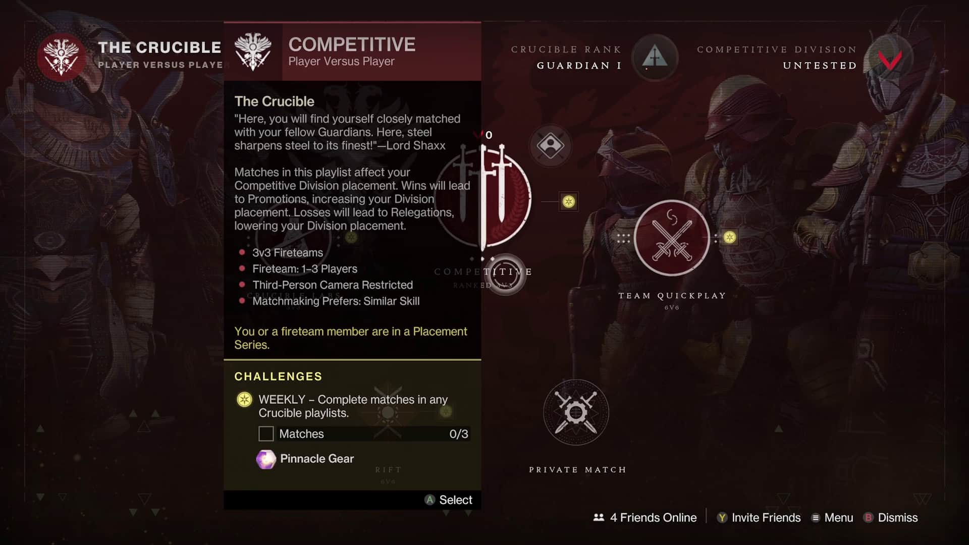 Destiny 2 Crucible réorganise le menu compétitif