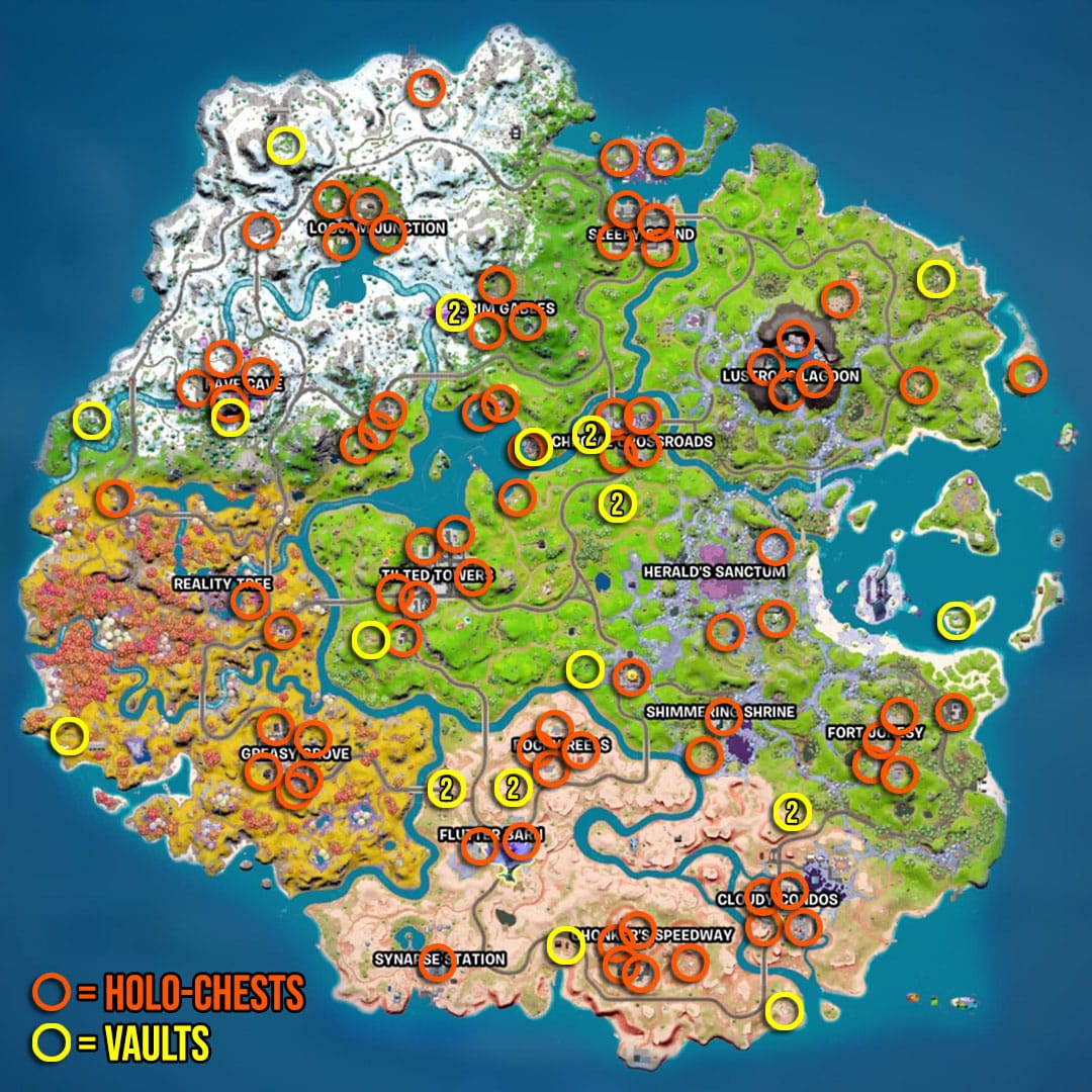 Carte Fortnite Vaults et Holo-Chests