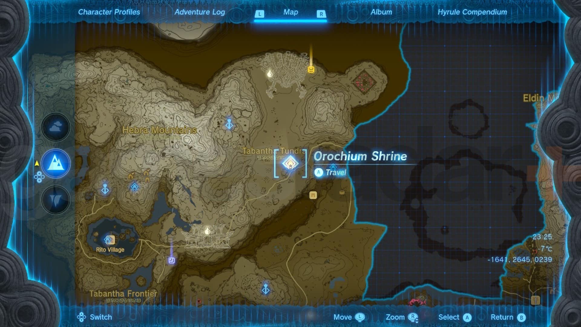 Emplacement de la carte du sanctuaire d'orochium de Zelda Tears of the Kingdom