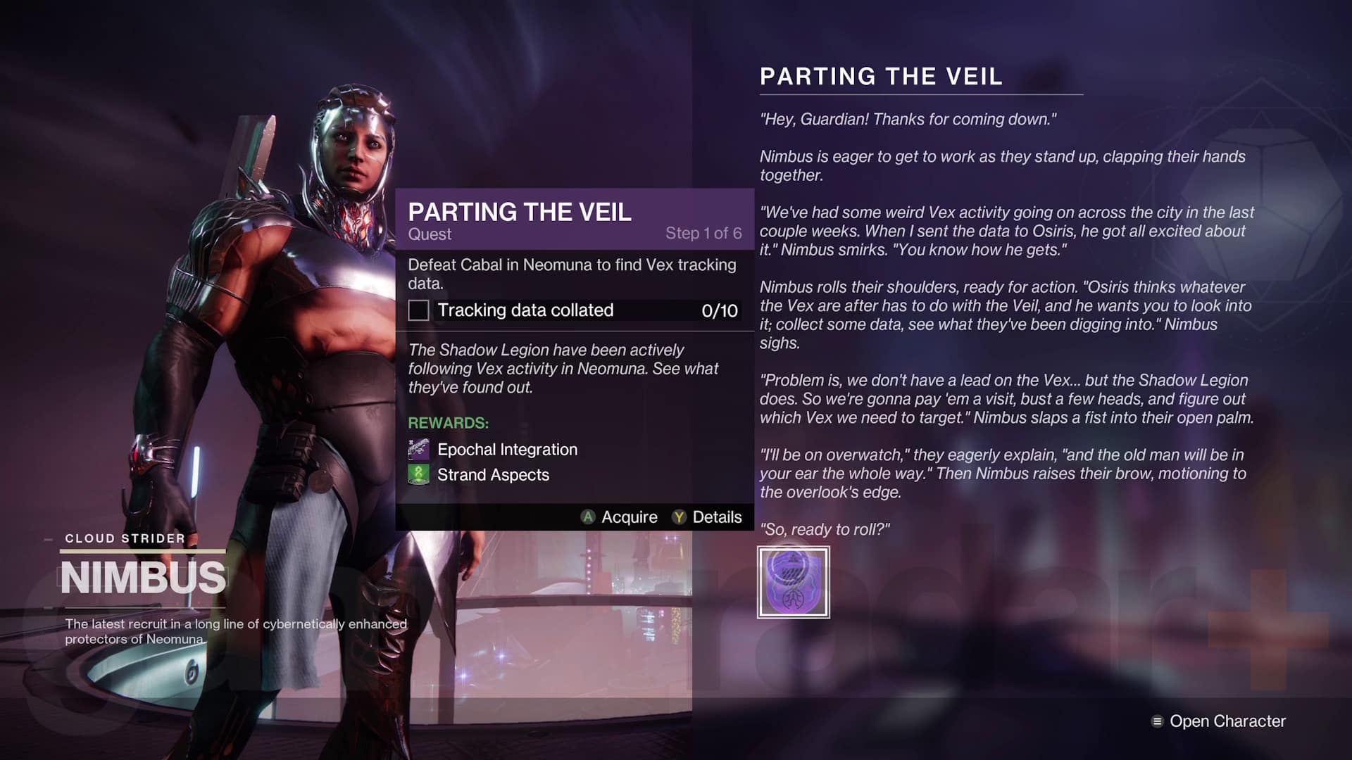 La quête Destiny 2 Lightfall Parting the Veil commence à parler à Nimbus