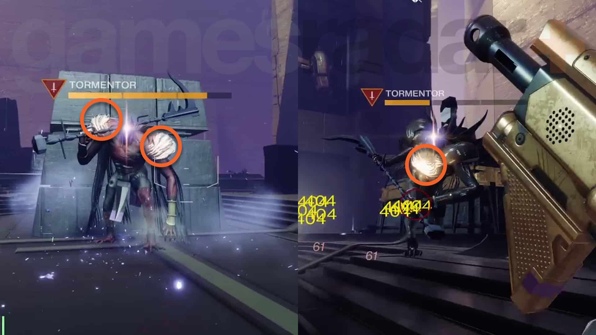 Image de comparaison des points faibles de Destiny 2 Tormentor
