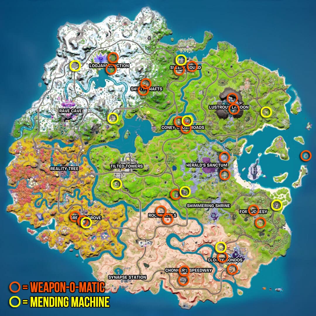 Emplacements des cartes des distributeurs automatiques de Fortnite Chapter 3 Season 4