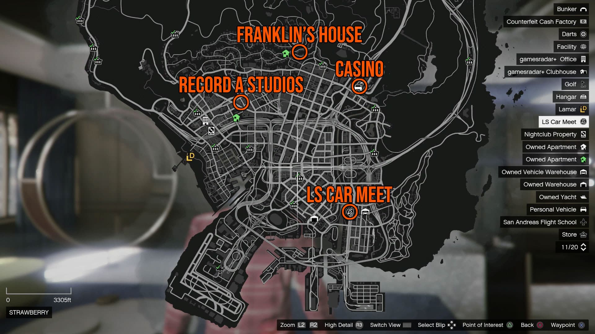 Carte des emplacements des clés multimédias GTA Online