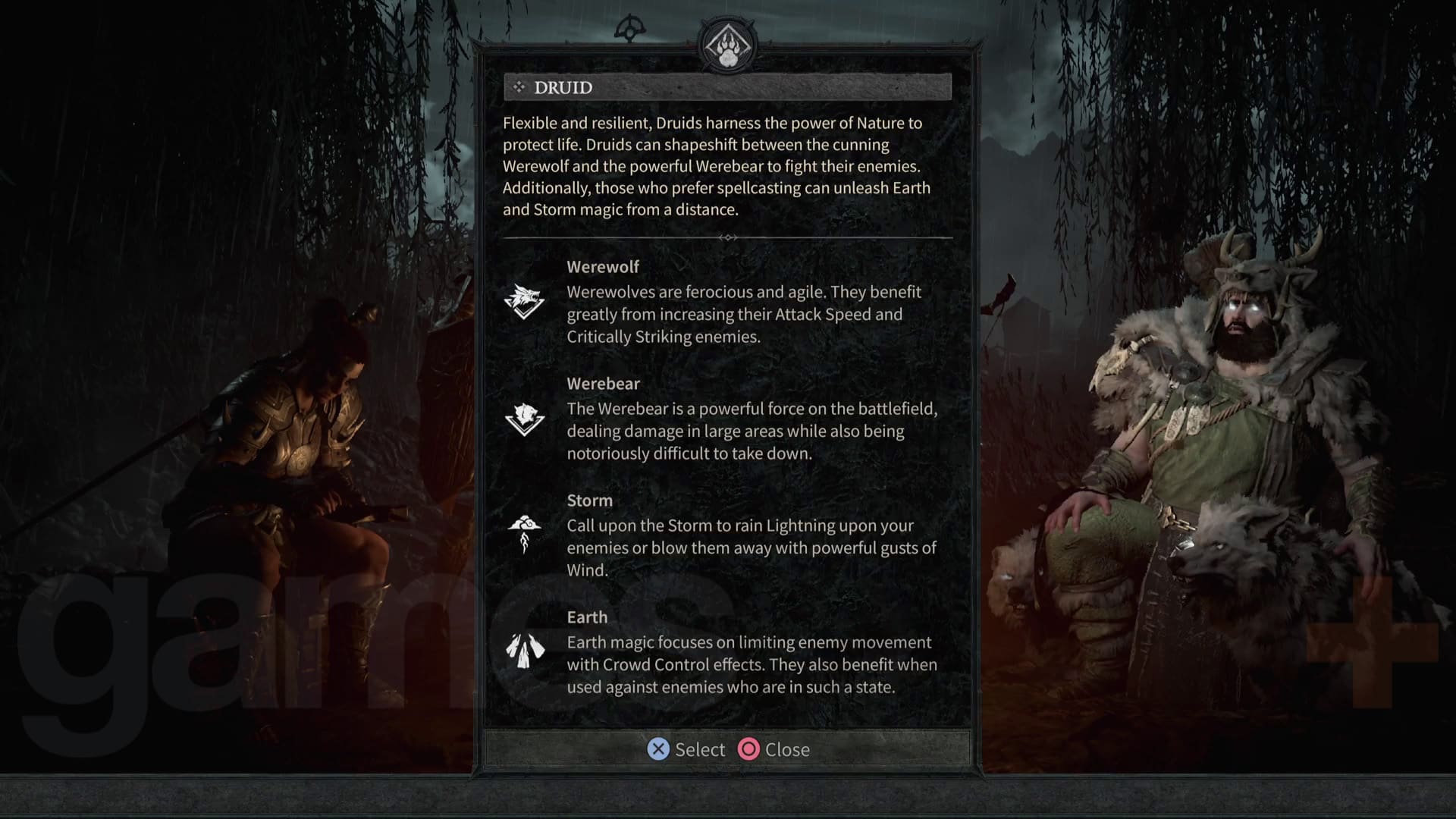 Bloc de texte de la classe Diablo 4 Druid expliquant les capacités de la classe