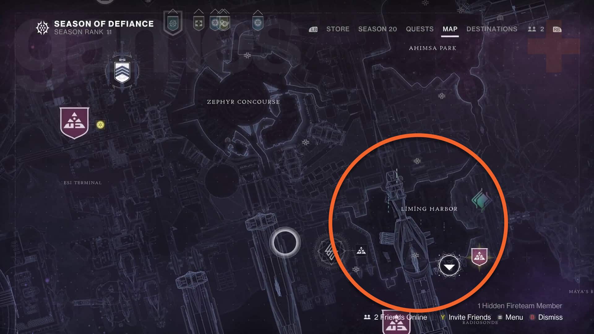 Destiny 2 Lightfall Vex Incursion zone marquée sur la carte Neomuna