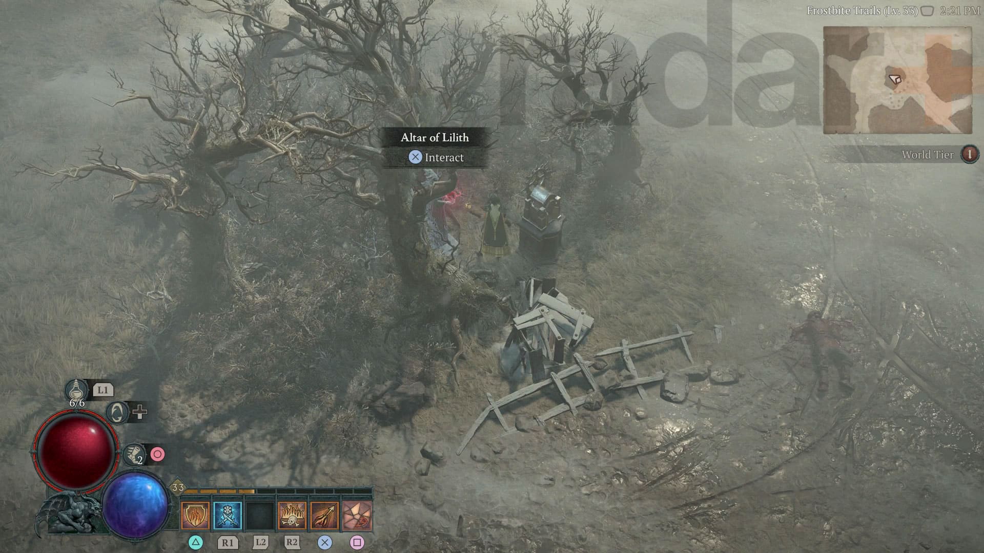 Trouver l'un des autels Diablo 4 de Lilith derrière un arbre