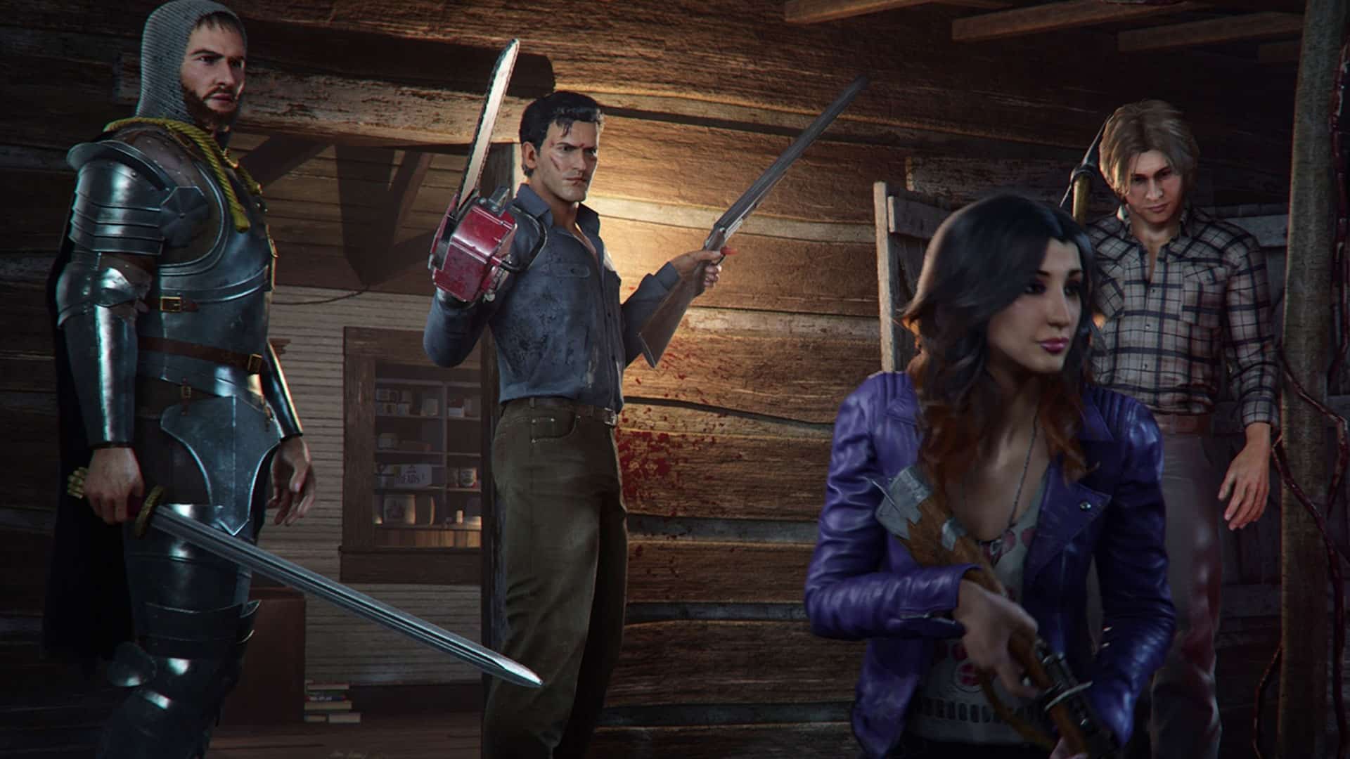 Les quatre personnages jouables dans Evil Dead: The Game